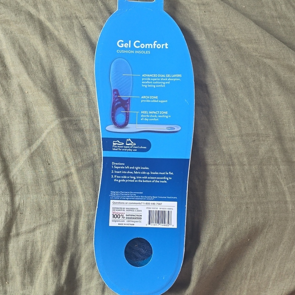 Walgreens Men's Gel Comfort Cushion Insoles, Size 7-13, 1.0 pr - Picture 10 of 13
